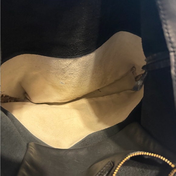 Ann Taylor Black Leather Snakeskin Print Tote Shoulder Bag Work Tote No Tassel - Picture 3 of 8